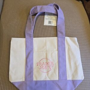 Trader Joe's Lavender and Cream Tote Bag